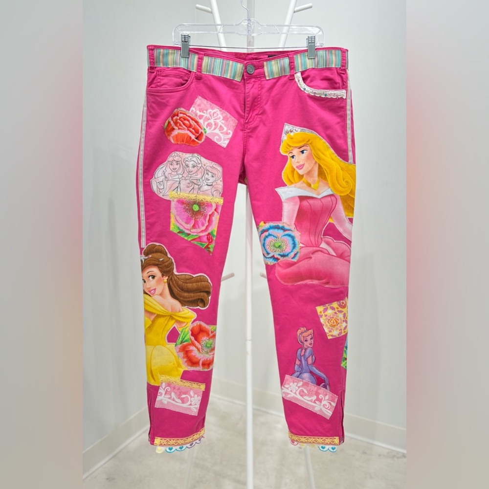 Pink princess tshirt patchwork collage pants